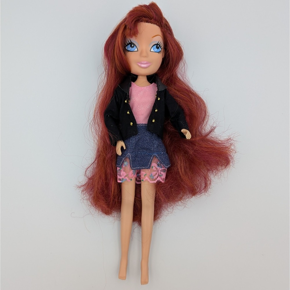 VTG Kid Kore Divine Divaz Diva Teenz Red Hair Doll Blue Eyes Denim Skirt 2001